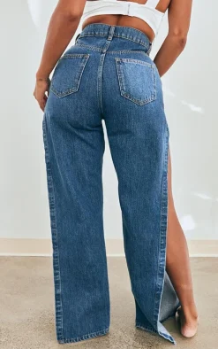 Shape Mid Blue Wash Extreme Split Detail Jeans