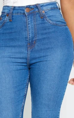 Shape Mid Wash High Waist Super Stretch Skinny Jeans