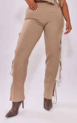 Shape Mocha Knit Tie Side Flared Pants