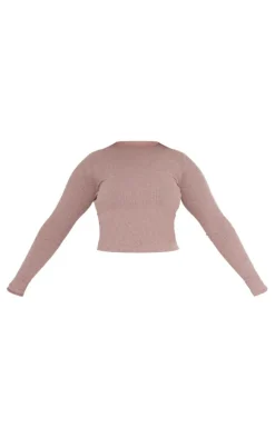 Shape Mocha Marl Rib Long Sleeve Top