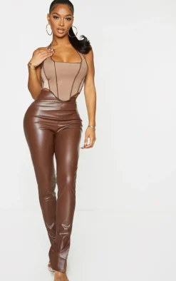 Shape Mocha PU Split Hem Pants