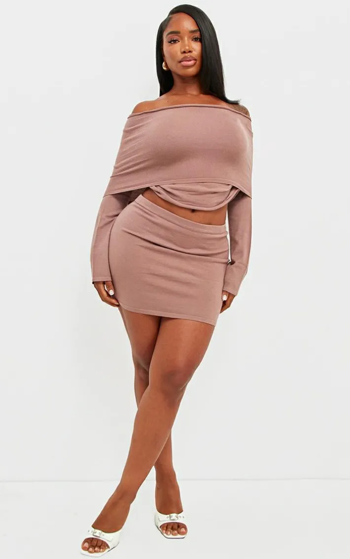 Shape Mocha Soft Knit Low Rise Mini Skirt