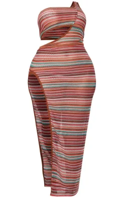 Shape Multi Crochet Contrast Binding Cut Out Maxi Dress