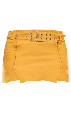 Shape Mustard Belted Utility Split Front Mini Skirt