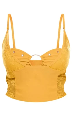 Shape Mustard Lace Insert Ring Detail Utility Corset Top
