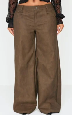 Shape Mustard Washed Faux Leather Wide Leg Pants