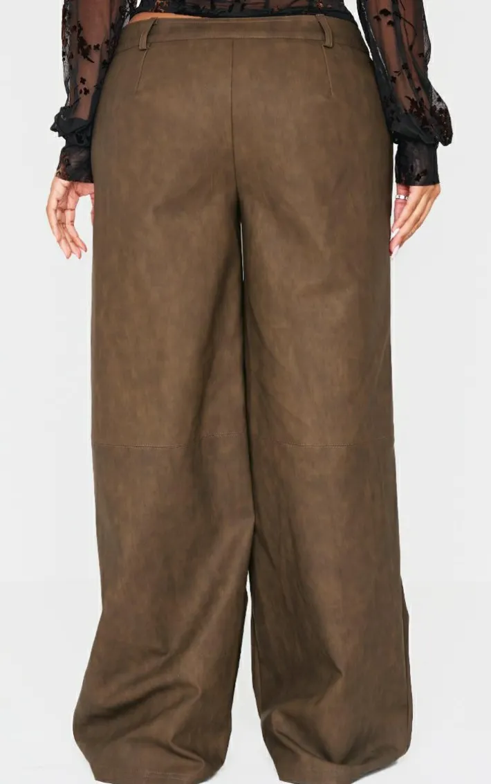 Shape Mustard Washed Faux Leather Wide Leg Pants