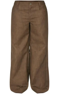 Shape Mustard Washed Faux Leather Wide Leg Pants