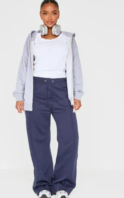 Shape Navy Binded High Waist Wide Leg Sweatpants