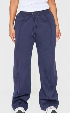 Shape Navy Binded High Waist Wide Leg Sweatpants