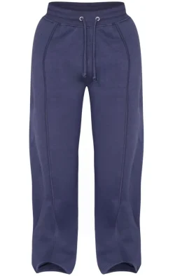Shape Navy Binded High Waist Wide Leg Sweatpants