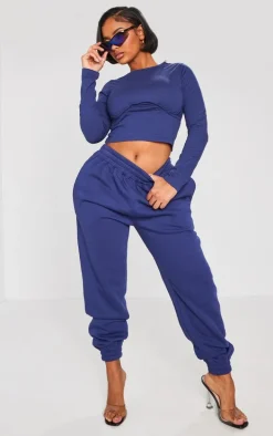 Shape Navy High Waisted Cuffed Sweatpants