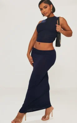 Shape Navy Jersey Low Waist Maxi Skirt