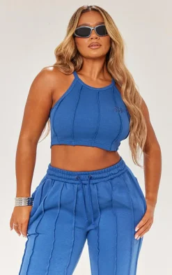 Shape Navy Rib Seam Crop Top