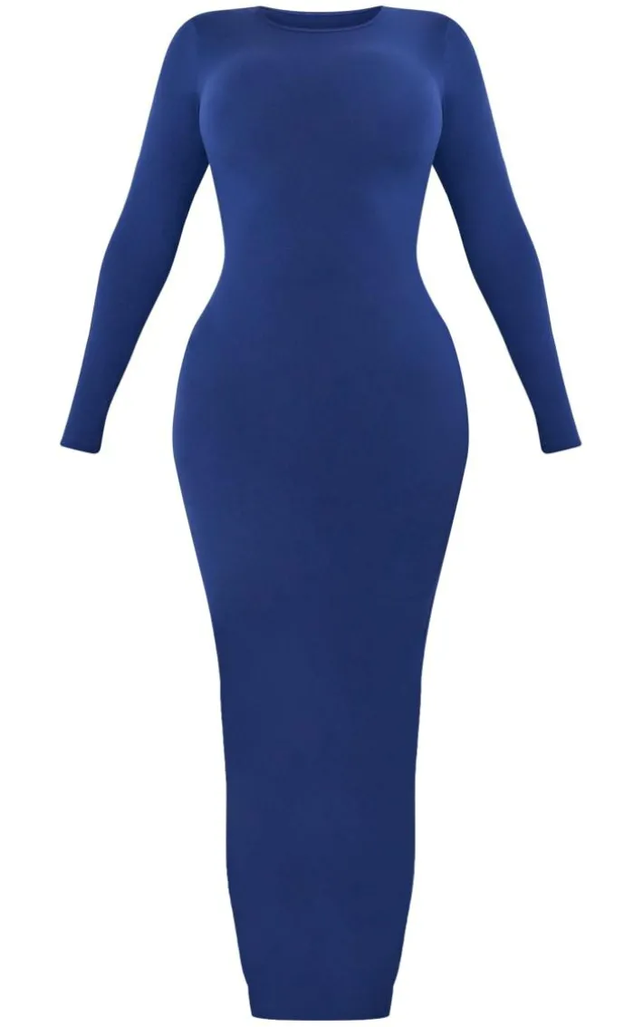 Shape Navy Sculpted Long Sleeve Maxi Dress