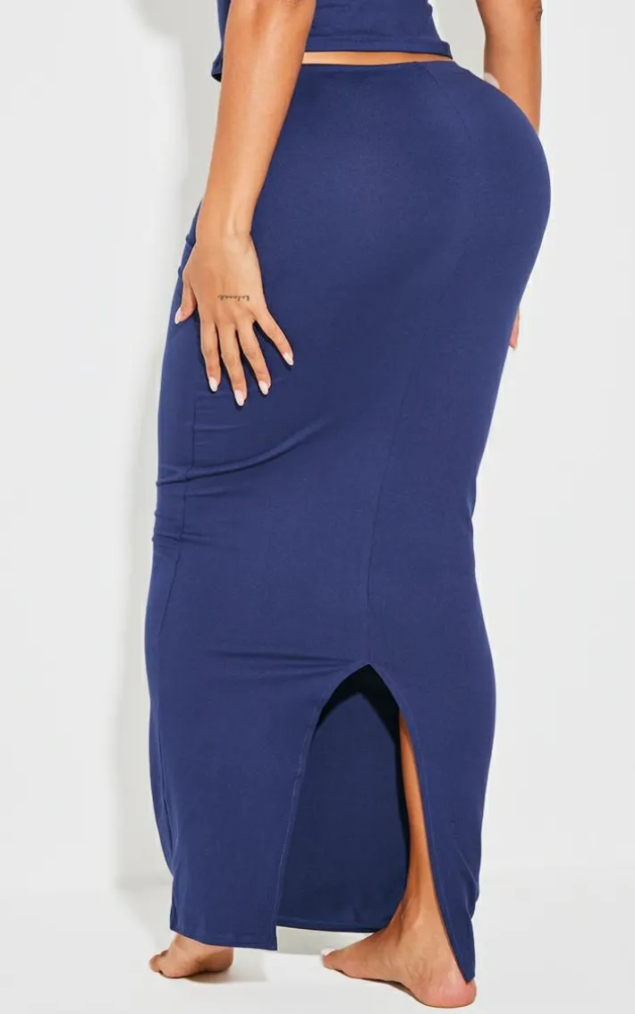 Shape Navy Sculpted Low Rise Maxi Skirt