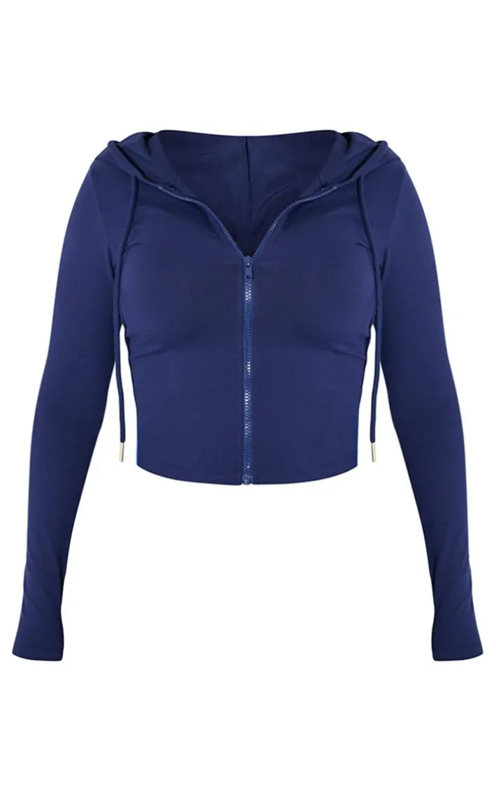 Shape Navy Sculpted Zip Through Hoodie