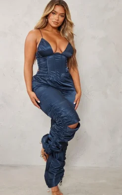 Shape Navy Shell Toggle Ruched Sweatpants