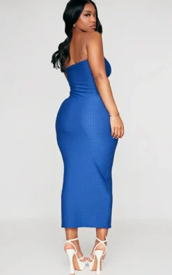 Shape Navy Textured Bandeau Midaxi Dress