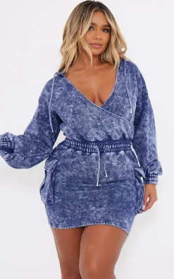 Shape Navy Washed Oversized Hoodie Sweat Dress