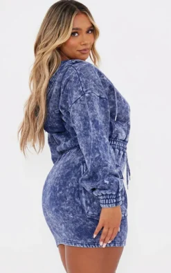 Shape Navy Washed Oversized Hoodie Sweat Dress