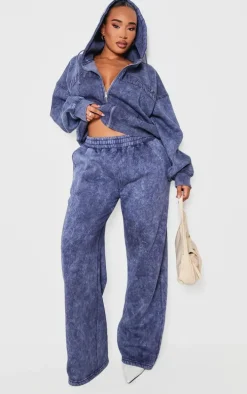 Shape Navy Washed Wide Leg Sweatpants