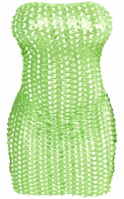 Shape Neon Green Textured Bandeau Bodycon Dress