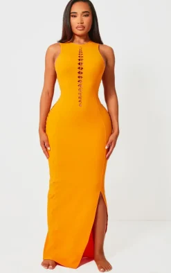 Shape Neon Orange Soft Sculpted Cut Out Side Maxi Dress