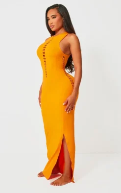 Shape Neon Orange Soft Sculpted Cut Out Side Maxi Dress