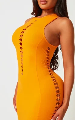 Shape Neon Orange Soft Sculpted Cut Out Side Maxi Dress