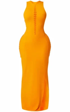 Shape Neon Orange Soft Sculpted Cut Out Side Maxi Dress