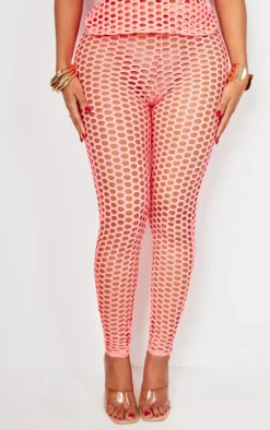 Shape Neon Pink Fish Net Leggings