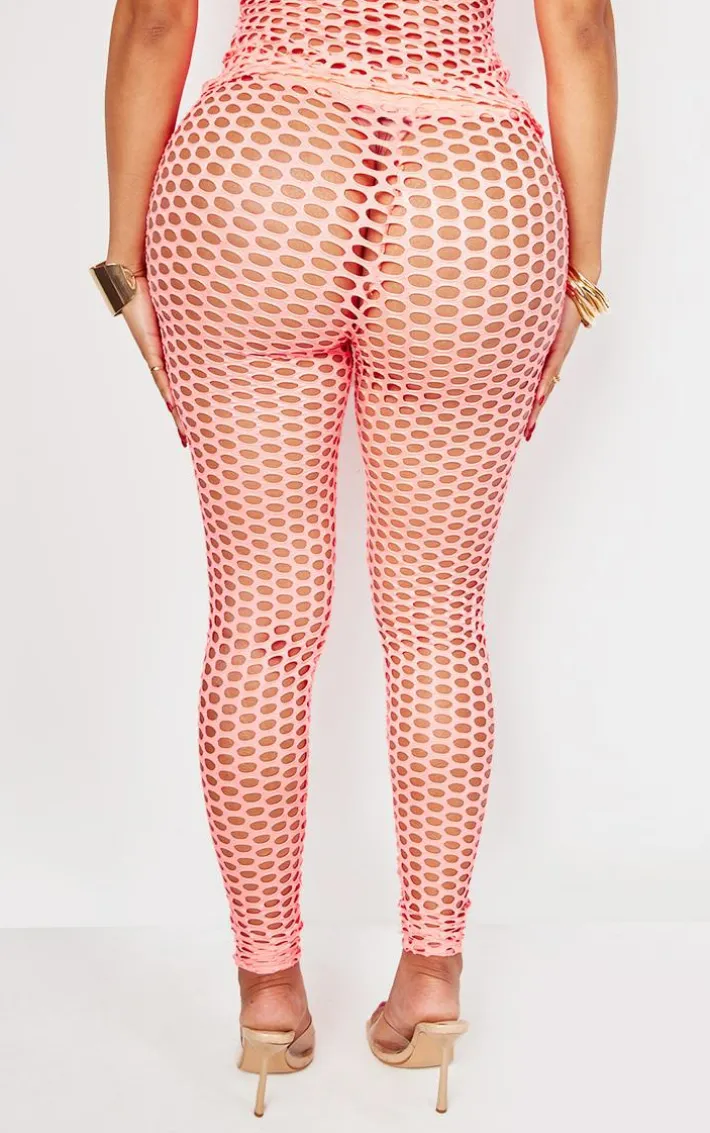 Shape Neon Pink Fish Net Leggings