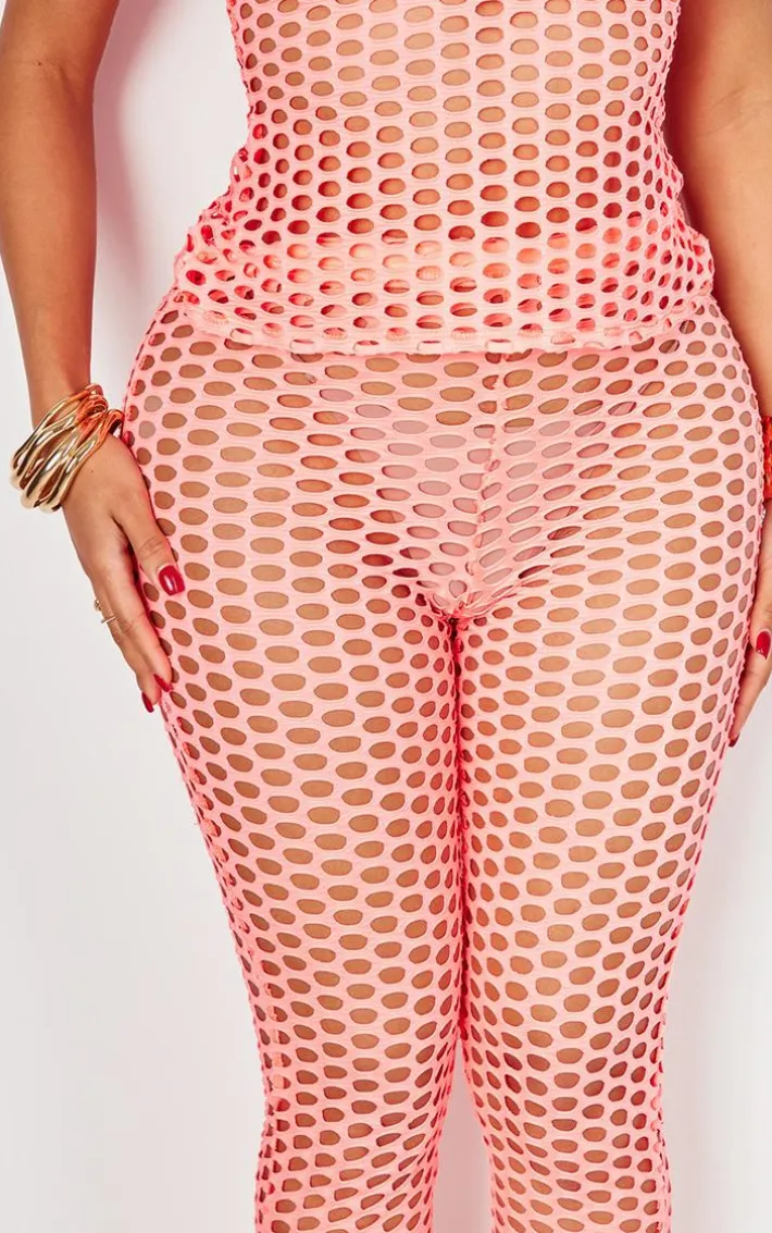 Shape Neon Pink Fish Net Leggings