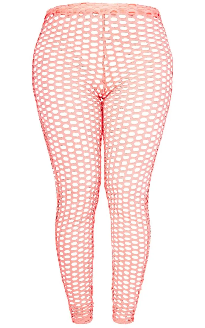 Shape Neon Pink Fish Net Leggings