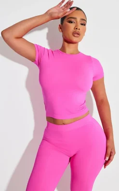 Shape Neon Pink Stretch Seamless Short Sleeve Longline Top