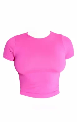 Shape Neon Pink Stretch Seamless Short Sleeve Longline Top