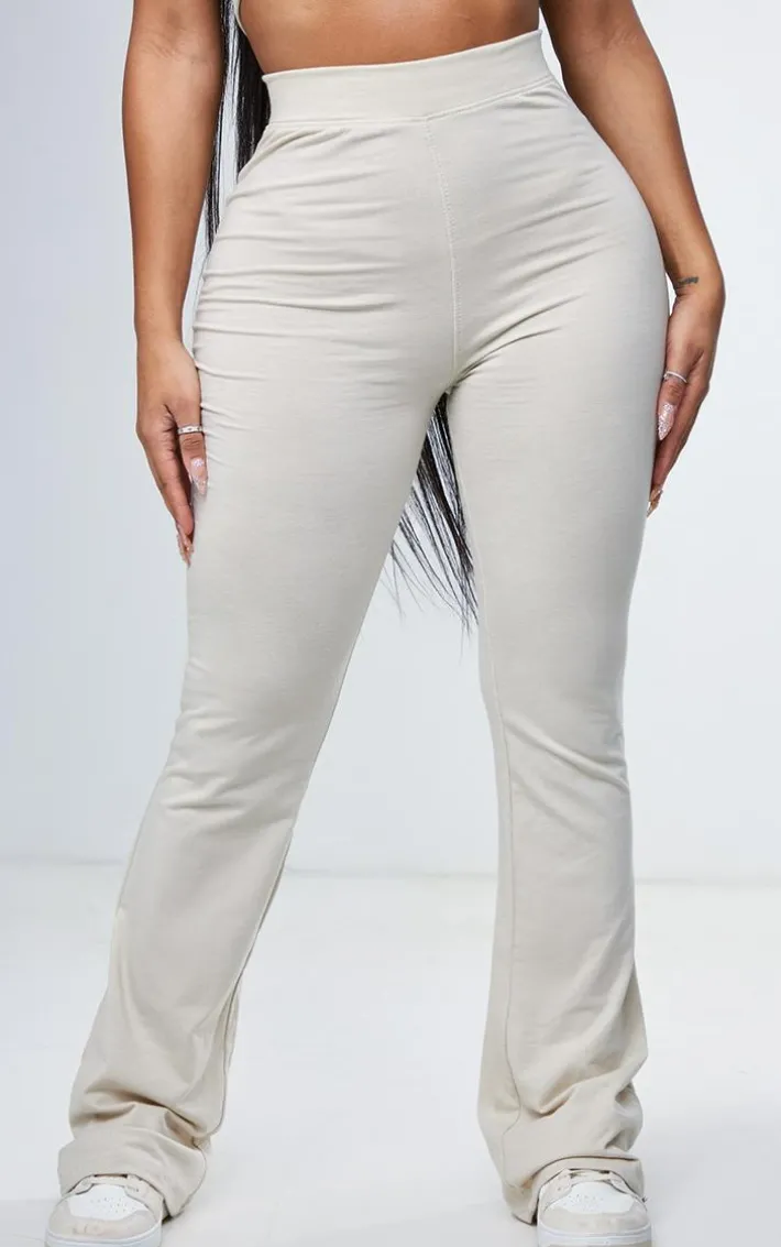 Shape Oatmeal Cotton High Waist Flared Pants