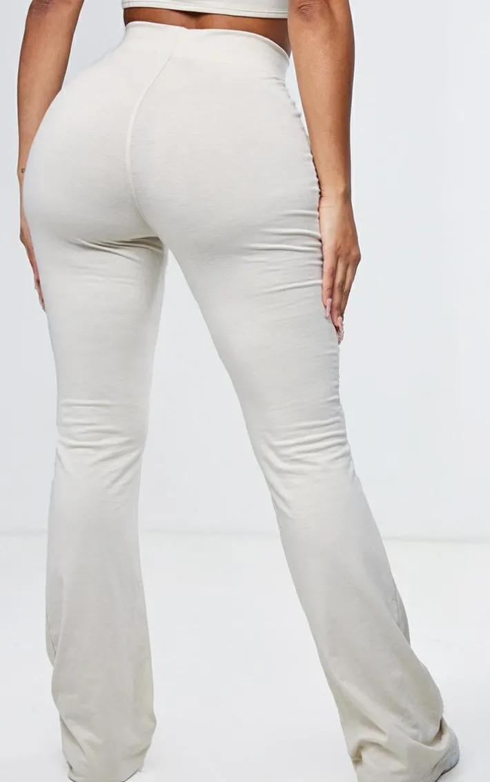 Shape Oatmeal Cotton High Waist Flared Pants