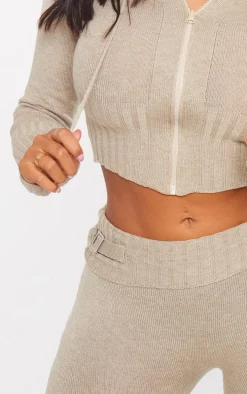 Shape Oatmeal Knit Foldover Flare Pants