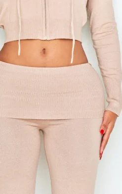 Shape Oatmeal Knit High Waist Foldover Waist Leggings