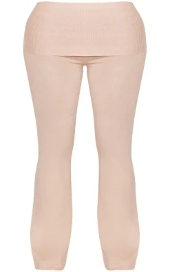 Shape Oatmeal Knit High Waist Foldover Waist Leggings