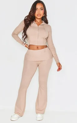 Shape Oatmeal Knit Zip Through Jacket