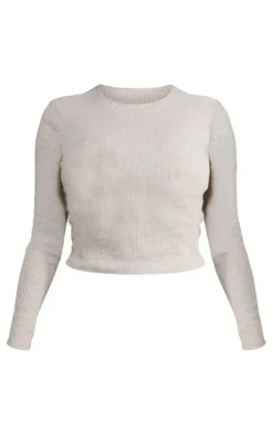 Shape Oatmeal Marl Rib Long Sleeve Top