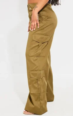 Shape Olive Cargo Fold Waistband Pocket Detail Pants