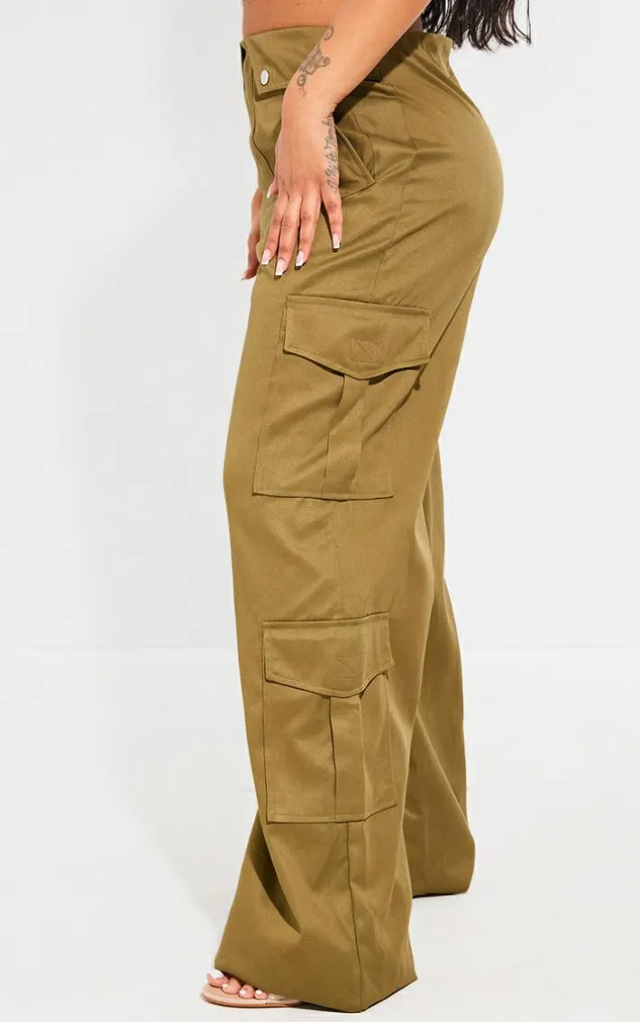 Shape Olive Cargo Fold Waistband Pocket Detail Pants
