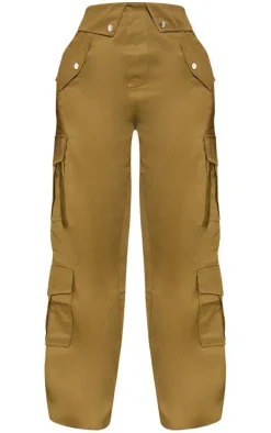 Shape Olive Cargo Fold Waistband Pocket Detail Pants