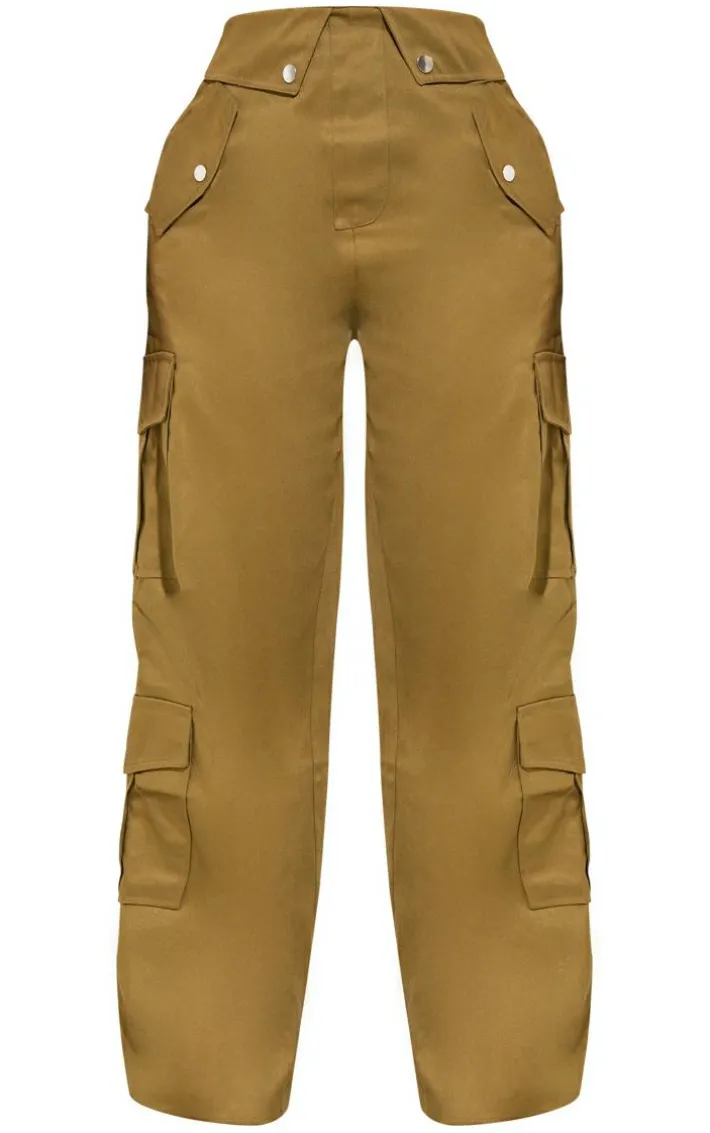 Shape Olive Cargo Fold Waistband Pocket Detail Pants