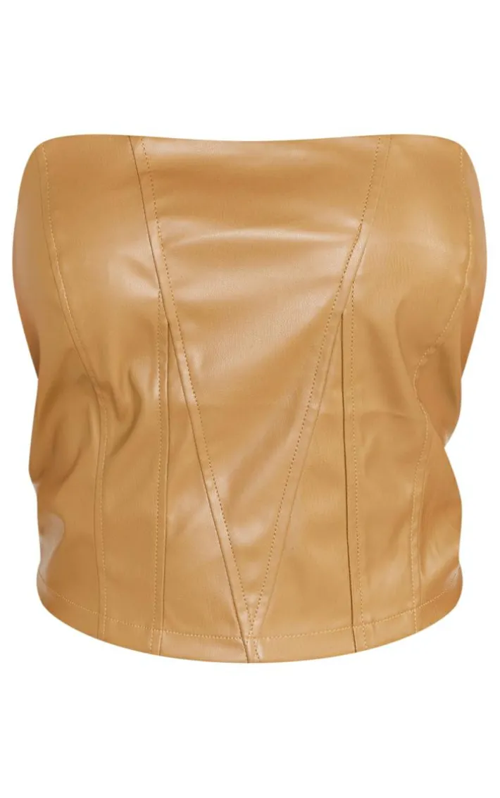 Shape Olive Faux Leather Longline Bandeau