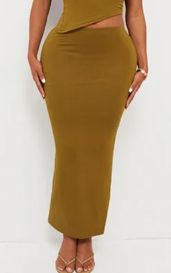 Shape Olive Jersey Asymmetric Waist Maxi Skirt